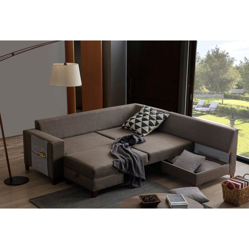 Corner Sofa-Bed Loft - Brown Brown
