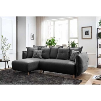 Corner Sofa-Bed Puffy - Anthracite Anthracite