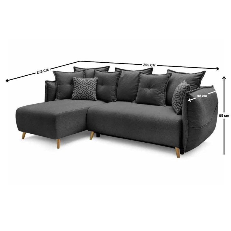 Corner Sofa-Bed Puffy - Anthracite Anthracite