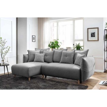 Corner Sofa-Bed Puffy - Grey Grey