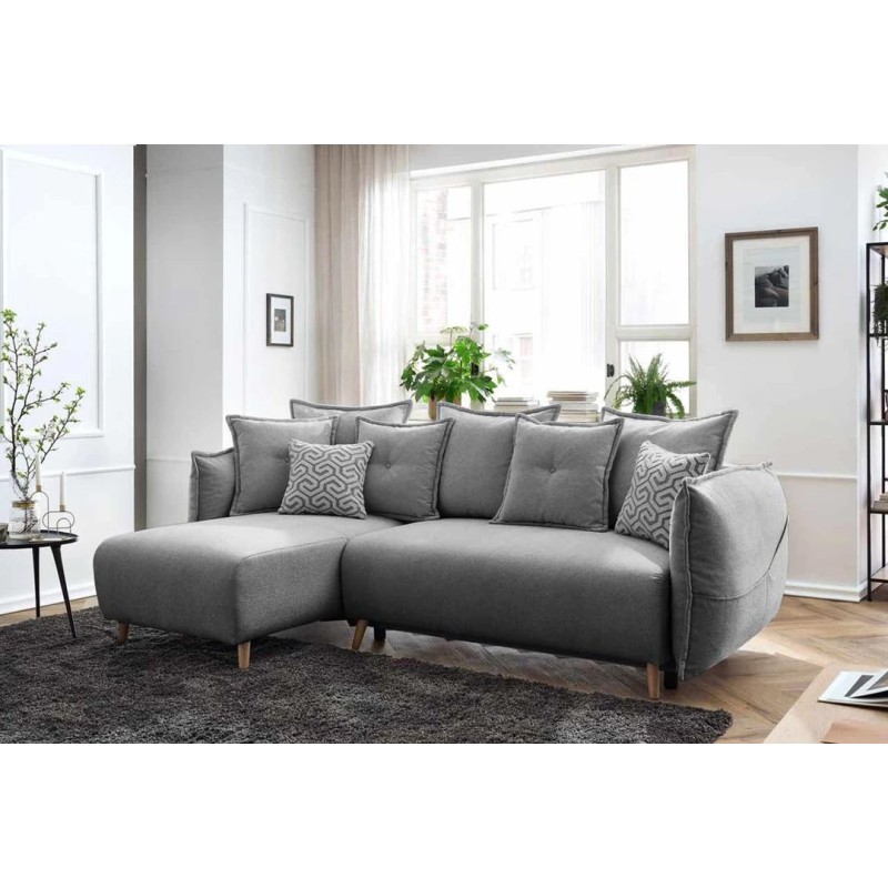 Corner Sofa-Bed Puffy - Grey Grey