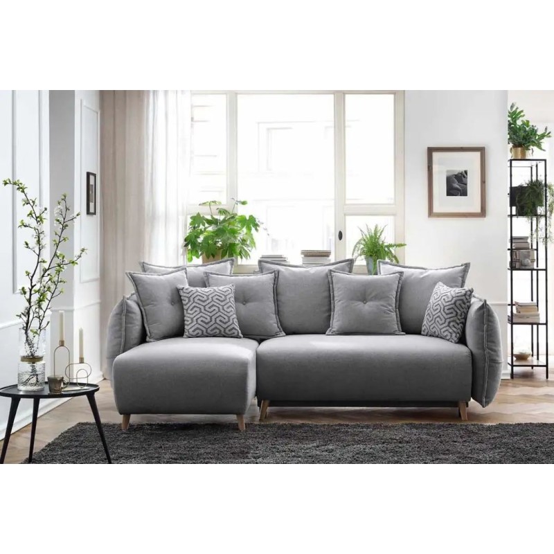Corner Sofa-Bed Puffy - Grey Grey