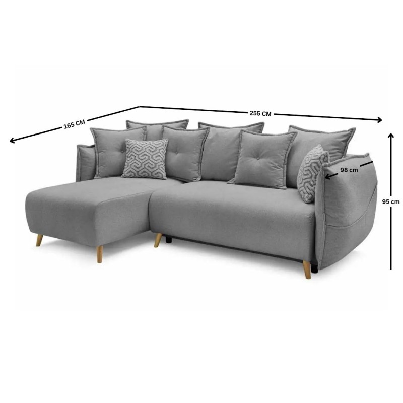 Corner Sofa-Bed Puffy - Grey Grey