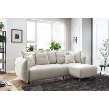 Corner Sofa-Bed Puffy - Cream Cream
