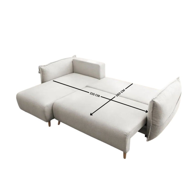 Corner Sofa-Bed Puffy - Cream Cream