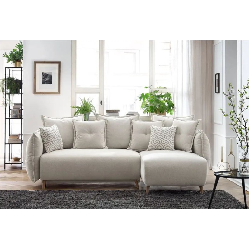 Corner Sofa-Bed Puffy - Cream Cream