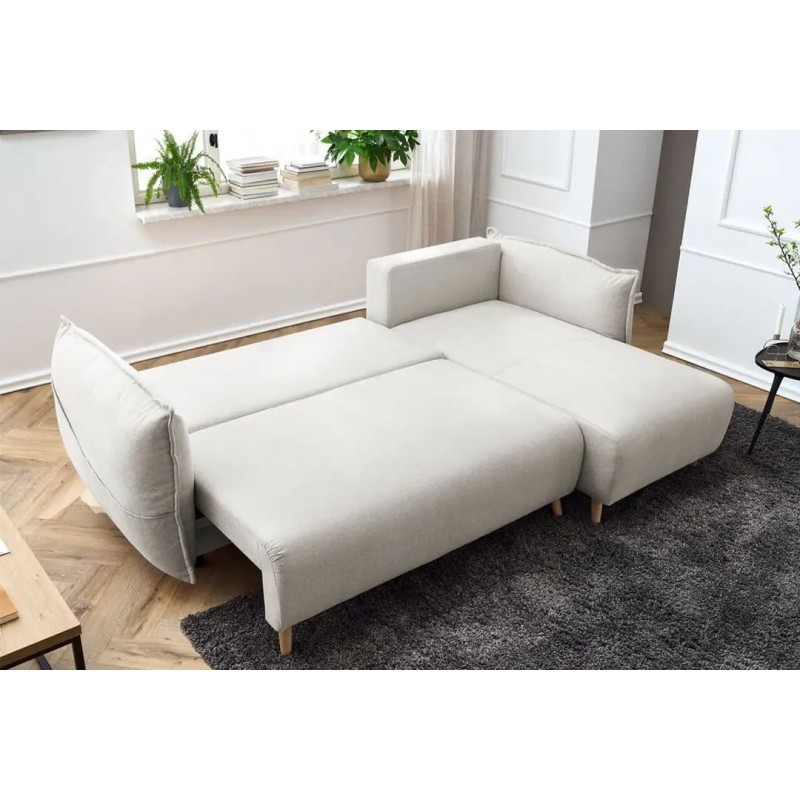Corner Sofa-Bed Puffy - Cream Cream