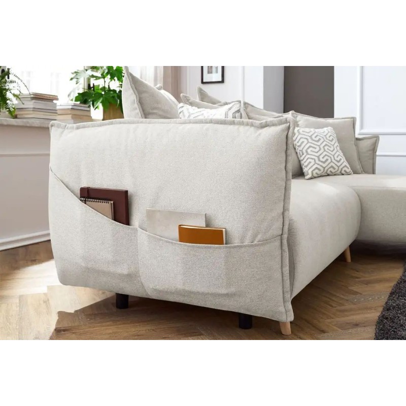 Corner Sofa-Bed Puffy - Cream Cream