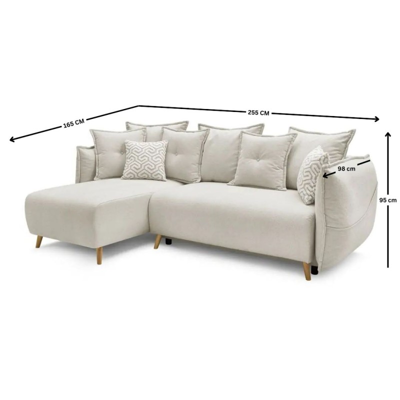 Corner Sofa-Bed Puffy - Cream Cream