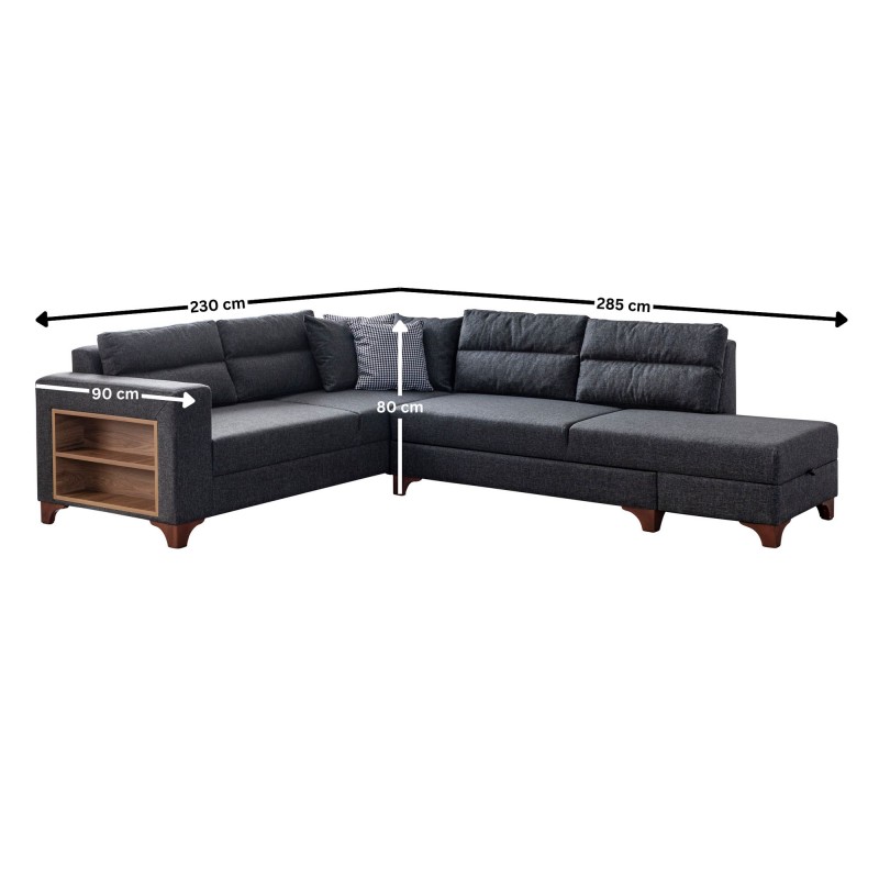 Corner Sofa-Bed Tloft Left - Anthracite Anthracite
