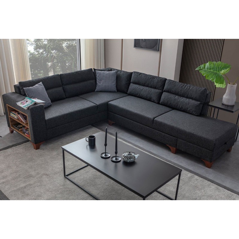 Corner Sofa-Bed Tloft Left - Anthracite Anthracite