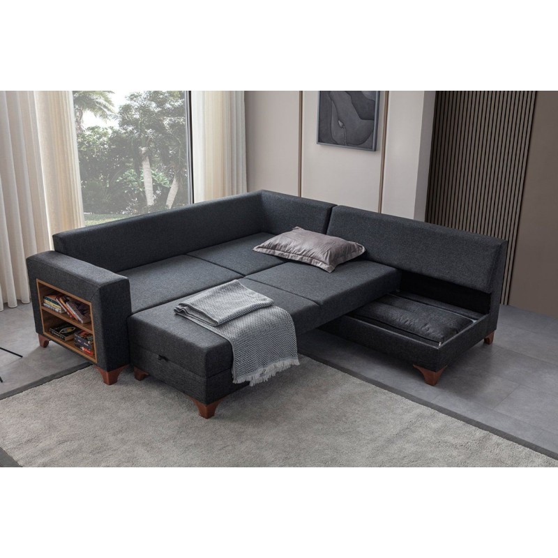 Corner Sofa-Bed Tloft Left - Anthracite Anthracite