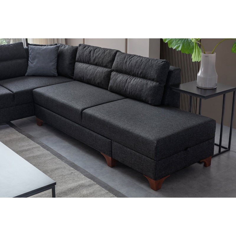 Corner Sofa-Bed Tloft Left - Anthracite Anthracite
