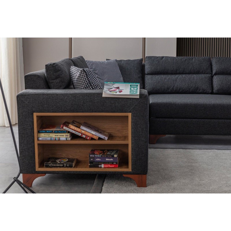 Corner Sofa-Bed Tloft Left - Anthracite Anthracite