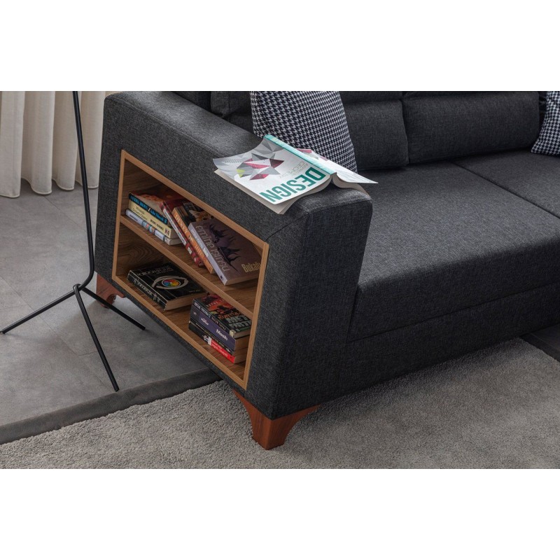 Corner Sofa-Bed Tloft Left - Anthracite Anthracite