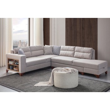 Corner Sofa-Bed Tloft Left - Cream Cream