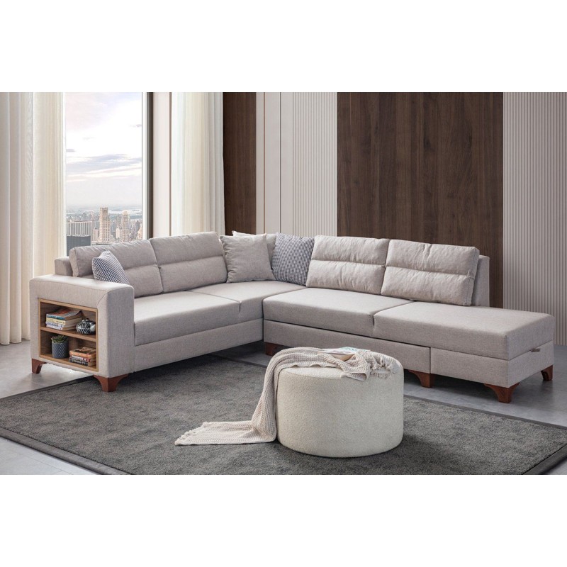 Corner Sofa-Bed Tloft Left - Cream Cream