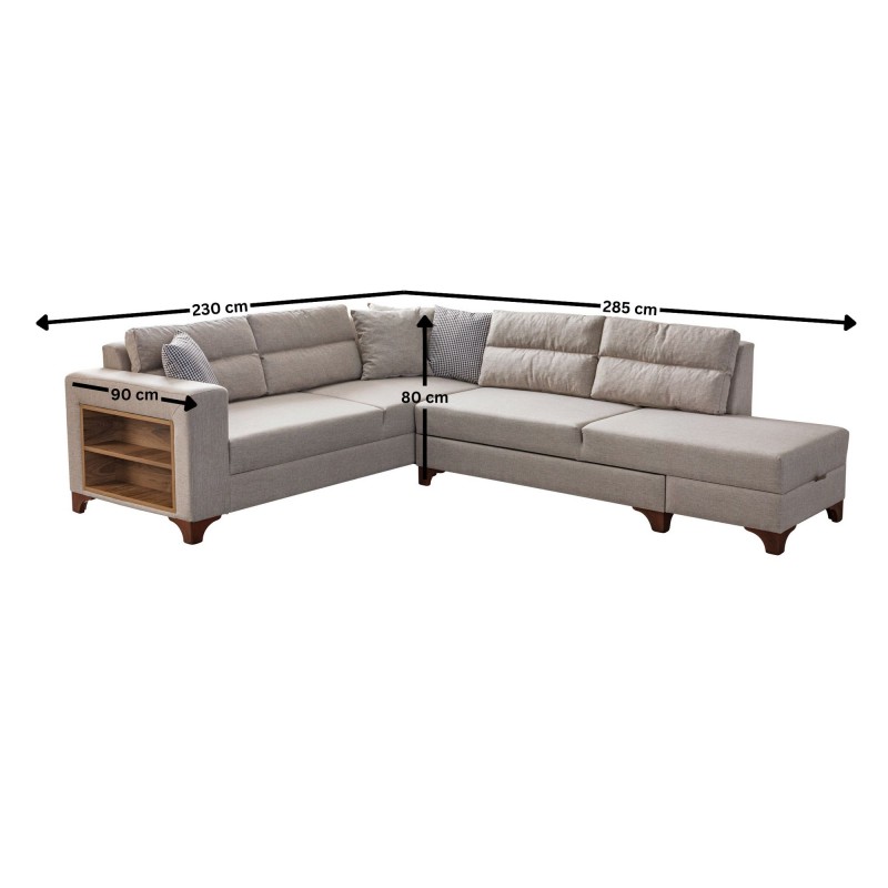 Corner Sofa-Bed Tloft Left - Cream Cream