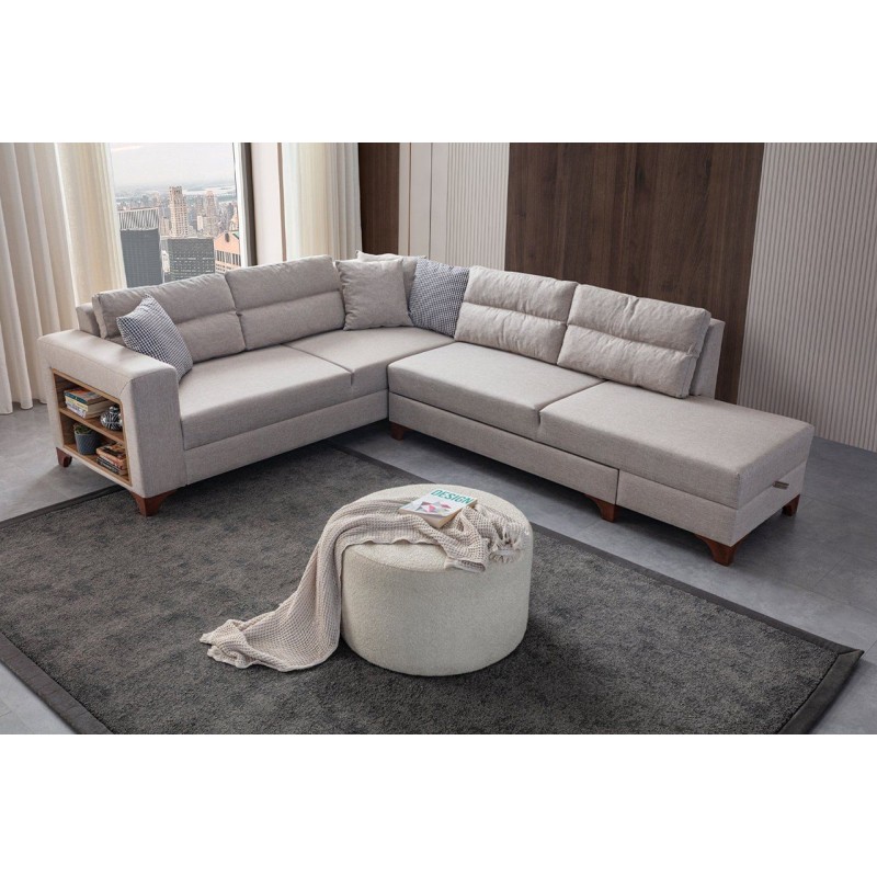 Corner Sofa-Bed Tloft Left - Cream Cream