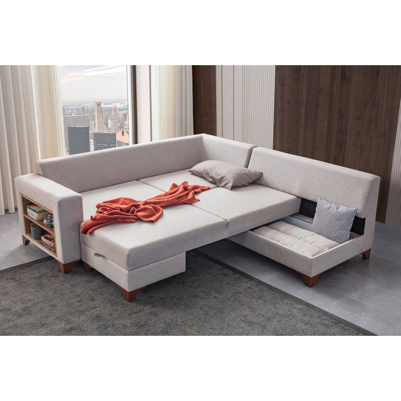 Corner Sofa-Bed Tloft Left - Cream Cream
