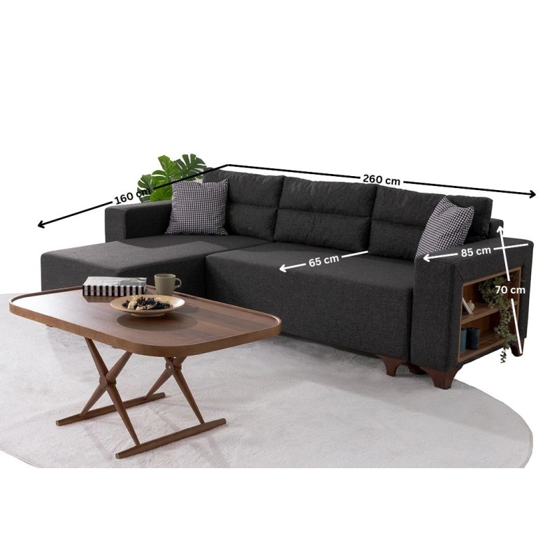 Corner Sofa-Bed Tloft Mini - Anthracite Anthracite