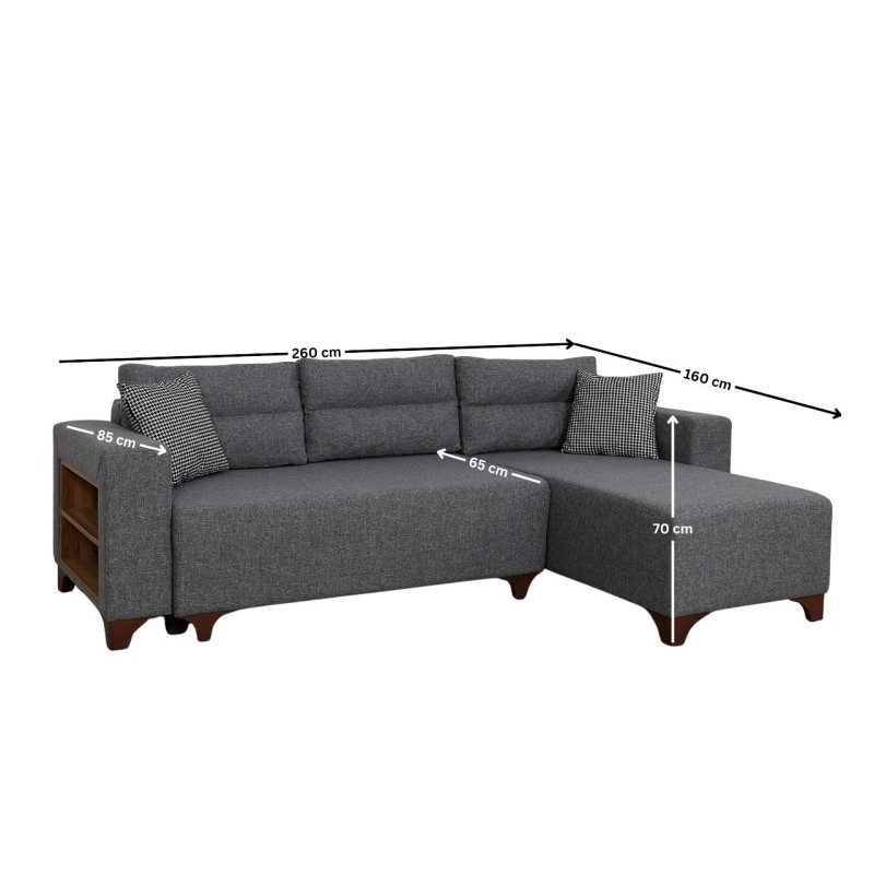 Corner Sofa-Bed Tloft Mini - Grey Grey