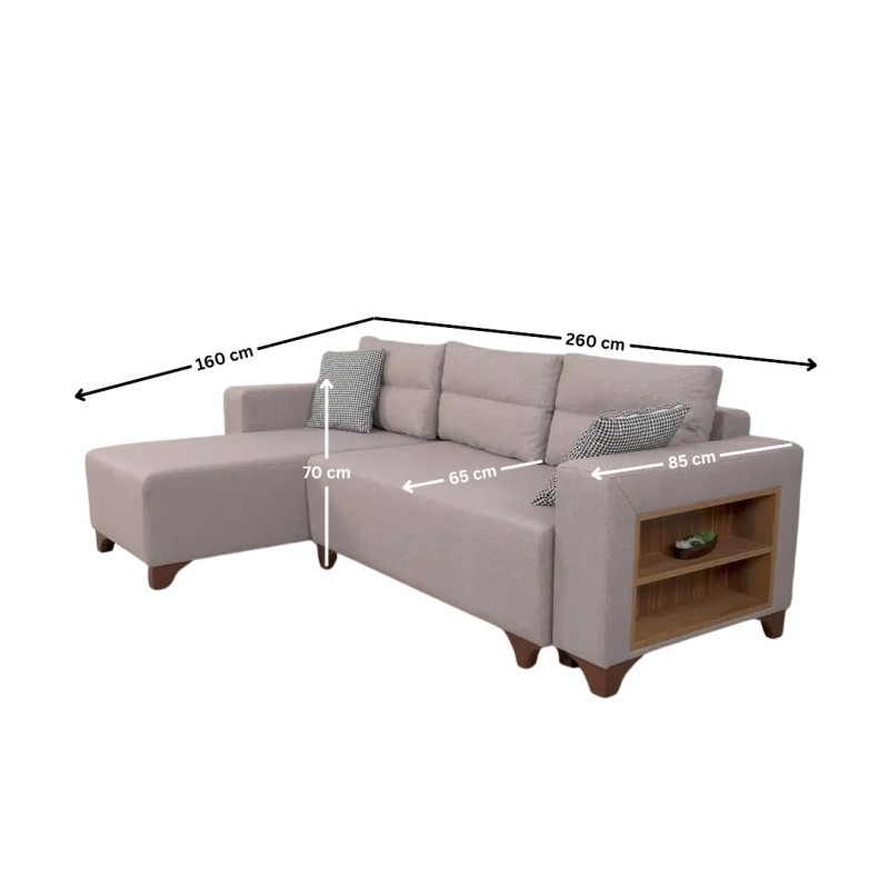 Corner Sofa-Bed Tloft Mini - Cream Cream