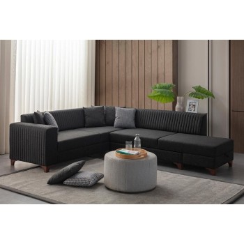 Corner Sofa-Bed West Right - Anthracite Anthracite