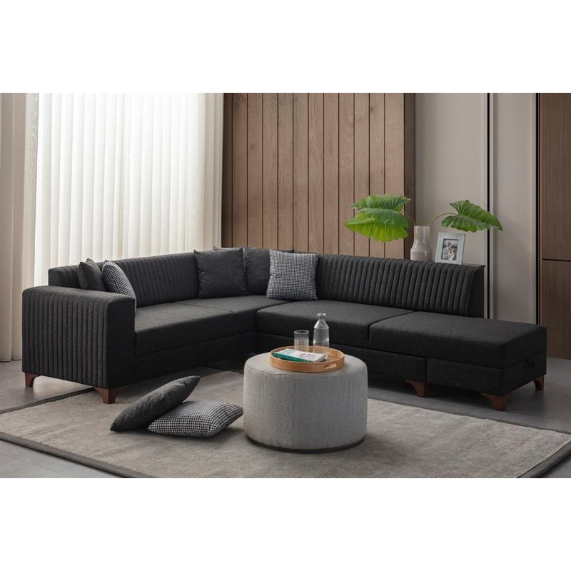 Corner Sofa-Bed West Right - Anthracite Anthracite