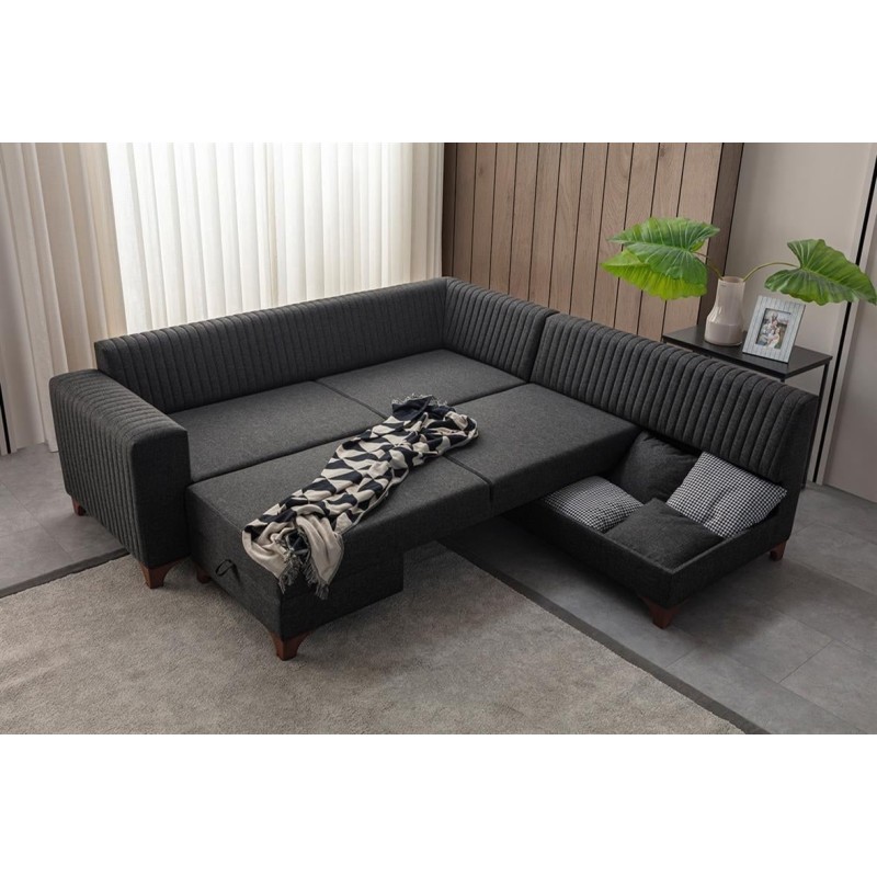 Corner Sofa-Bed West Right - Anthracite Anthracite