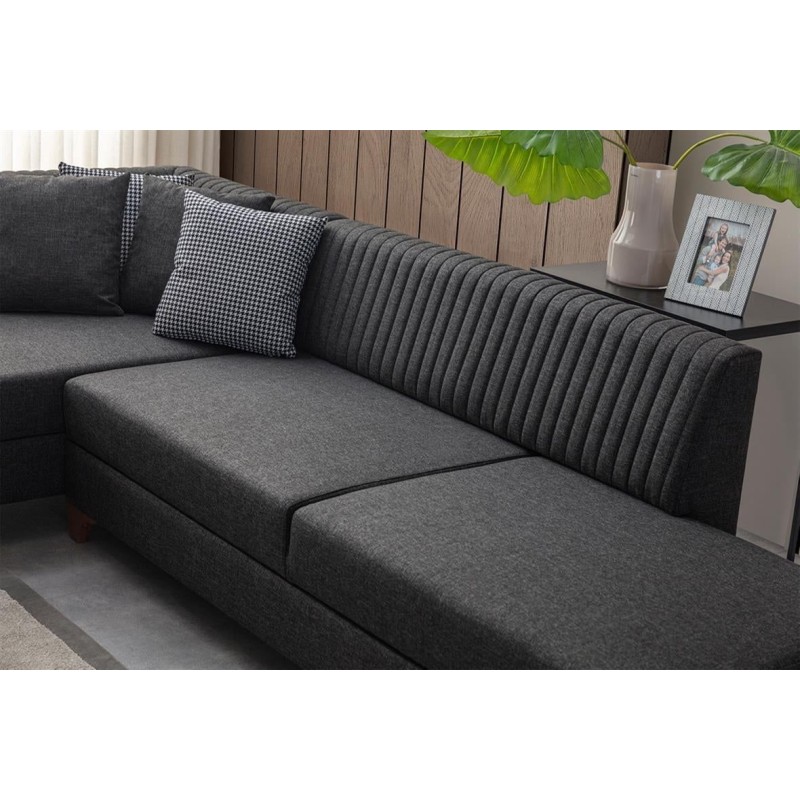 Corner Sofa-Bed West Right - Anthracite Anthracite