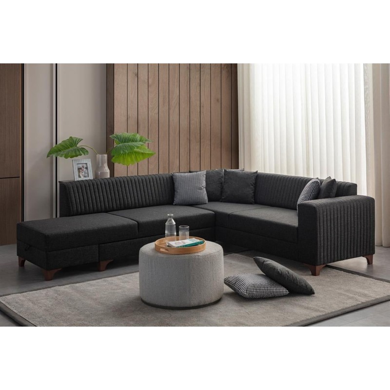 Corner Sofa-Bed West Left - Anthracite Anthracite