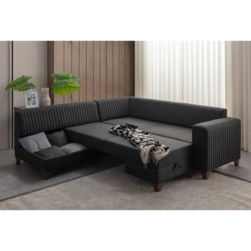 Corner Sofa-Bed West Left - Anthracite Anthracite