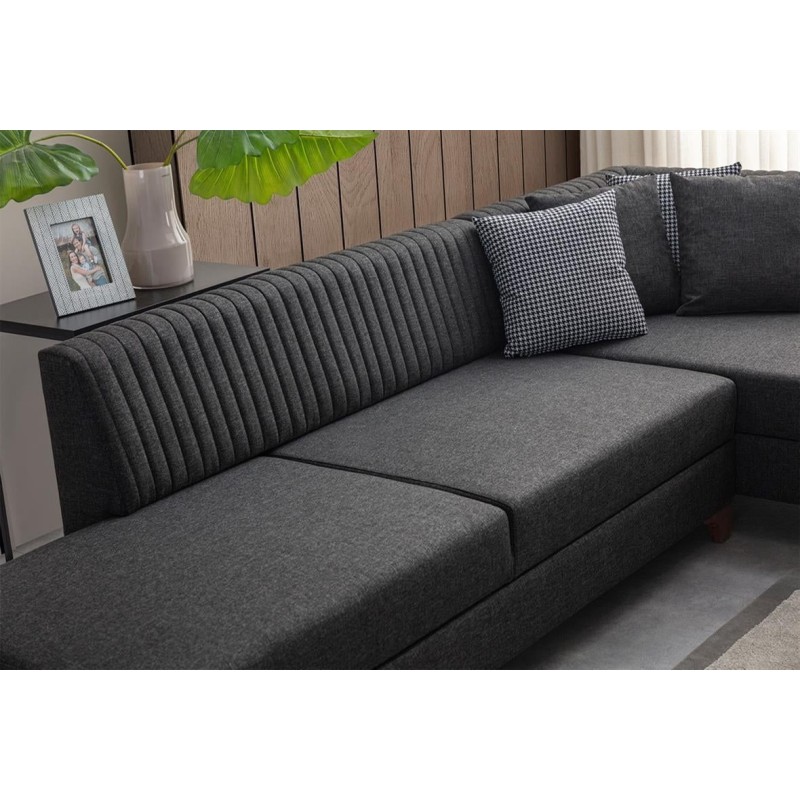 Corner Sofa-Bed West Left - Anthracite Anthracite