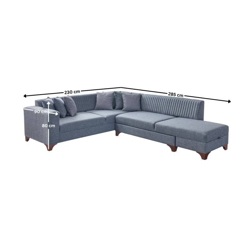Corner Sofa-Bed West Right - Grey Grey