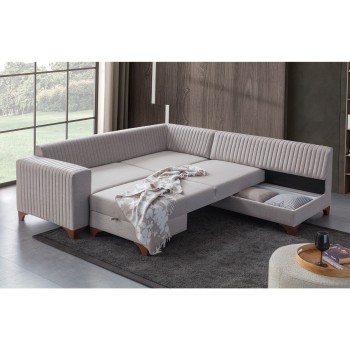Corner Sofa-Bed West Right - Cream Cream
