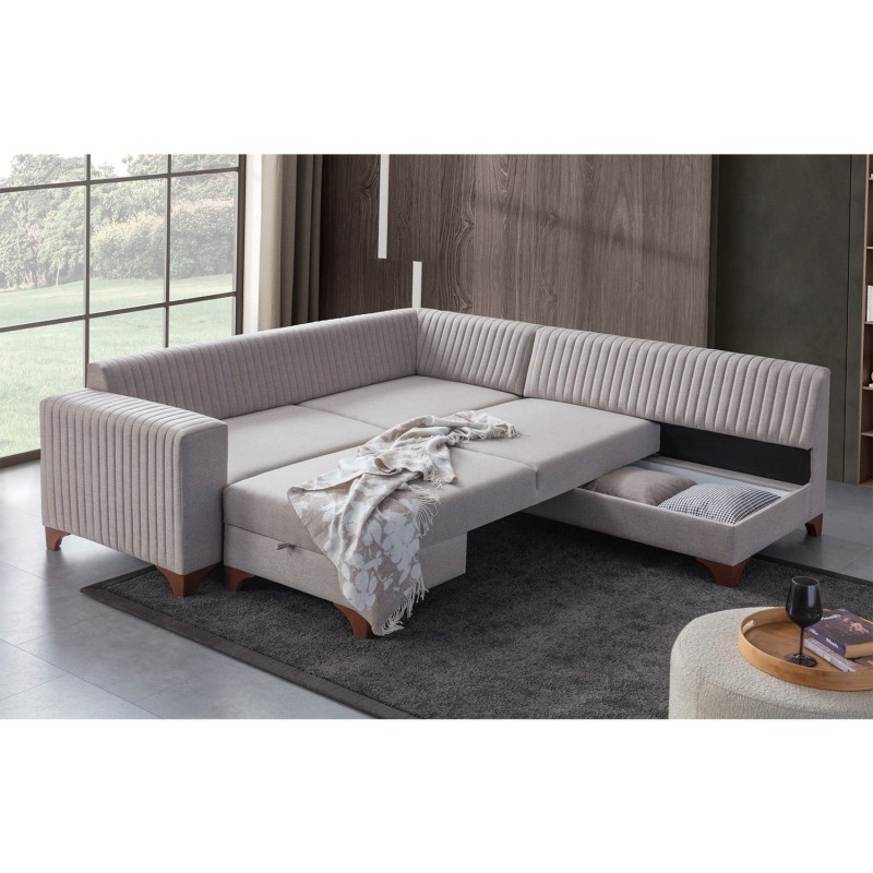 Corner Sofa-Bed West Right - Cream Cream