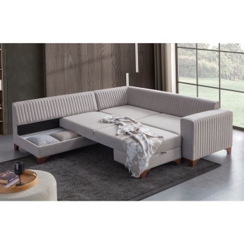 Corner Sofa-Bed West Left - Cream Cream