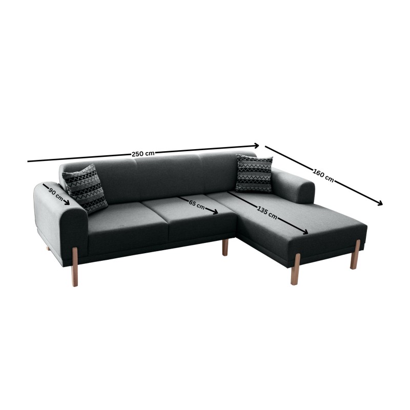 Corner Sofa-Bed Mocha Relax Right - Anthracite Anthracite