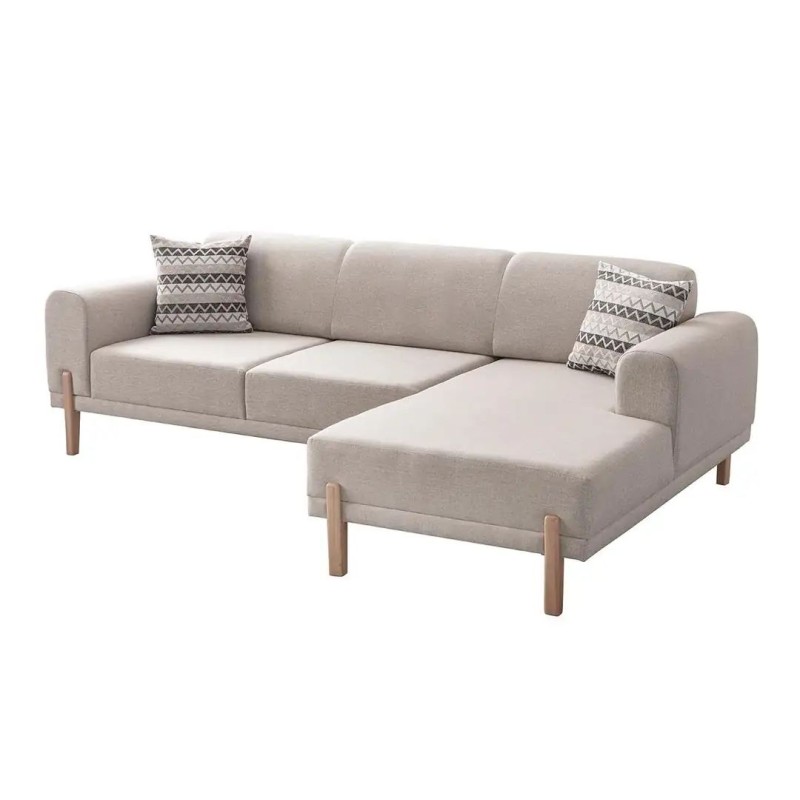 Corner Sofa-Bed Mocha Relax Right - Cream Cream