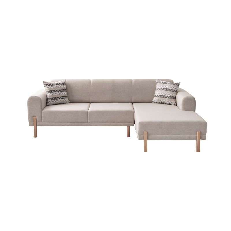 Corner Sofa-Bed Mocha Relax Right - Cream Cream