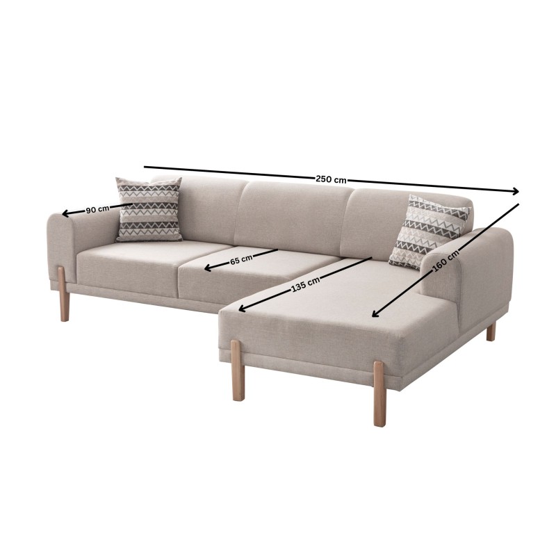 Corner Sofa-Bed Mocha Relax Right - Cream Cream