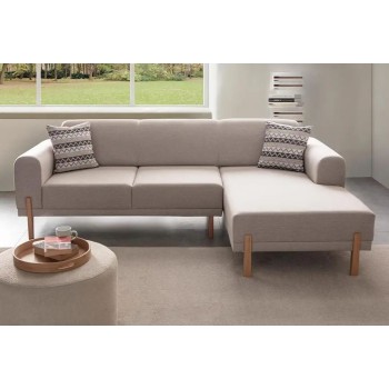 Corner Sofa-Bed Mocha Relax Right - Cream Cream