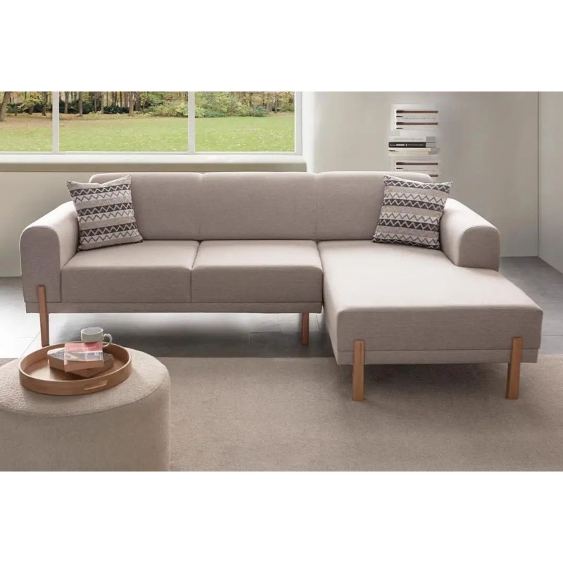 Corner Sofa-Bed Mocha Relax Right - Cream Cream