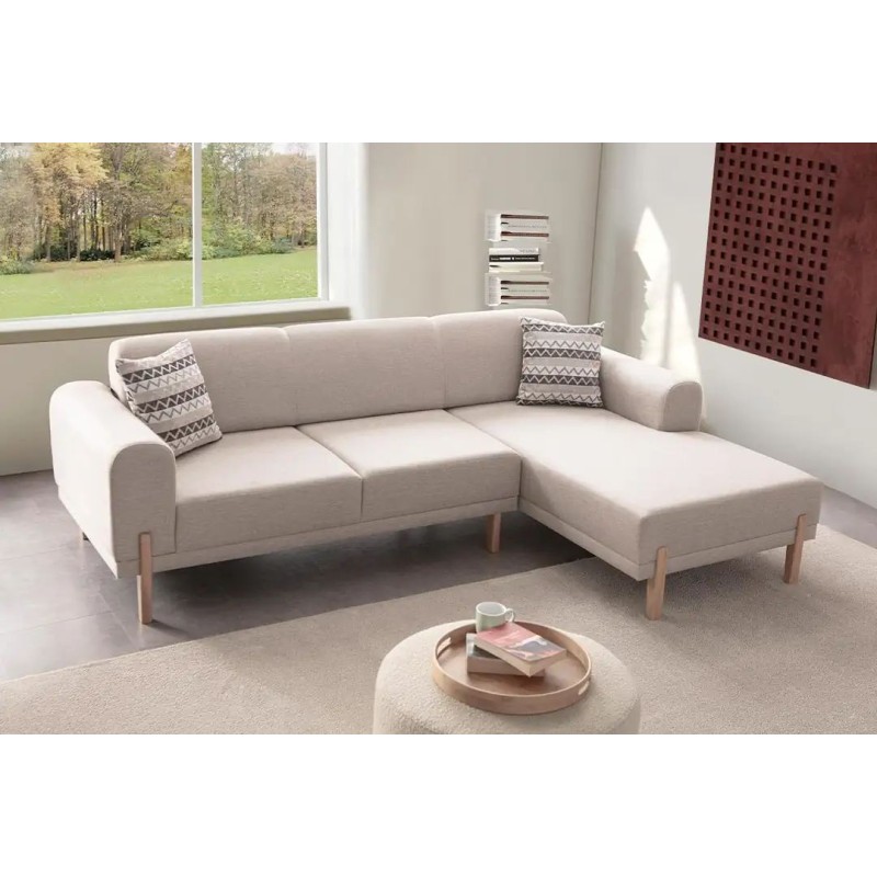 Corner Sofa-Bed Mocha Relax Right - Cream Cream