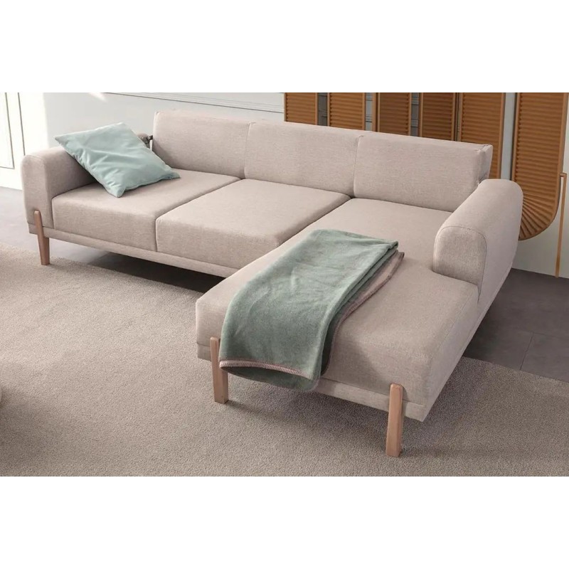 Corner Sofa-Bed Mocha Relax Right - Cream Cream