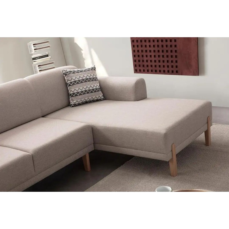 Corner Sofa-Bed Mocha Relax Right - Cream Cream