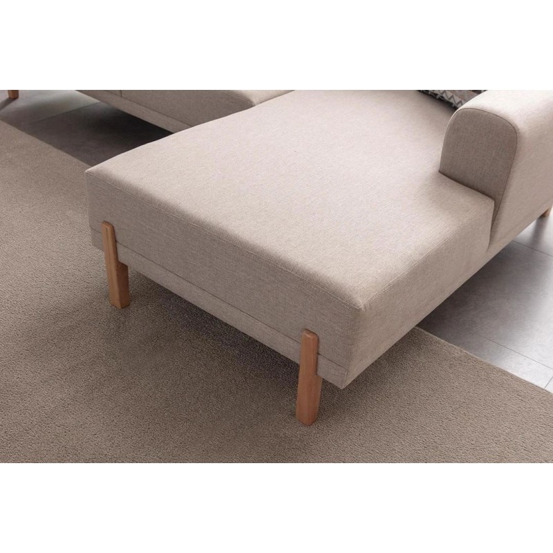 Corner Sofa-Bed Mocha Relax Right - Cream Cream
