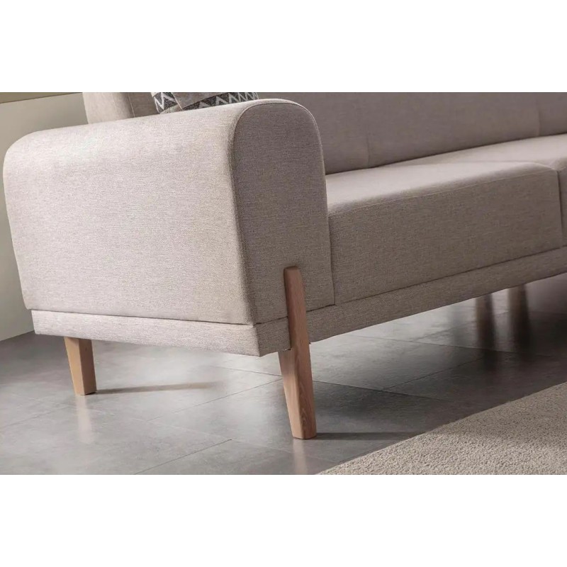 Corner Sofa-Bed Mocha Relax Right - Cream Cream