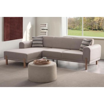 Corner Sofa-Bed Mocha Relax Left - Cream Cream